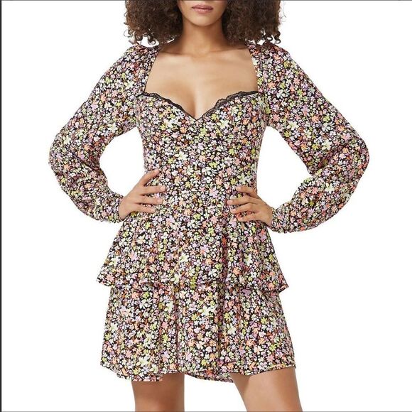 AFRM Dresses & Skirts - 🌻AFRM Fit & Flared Floral Black Dress